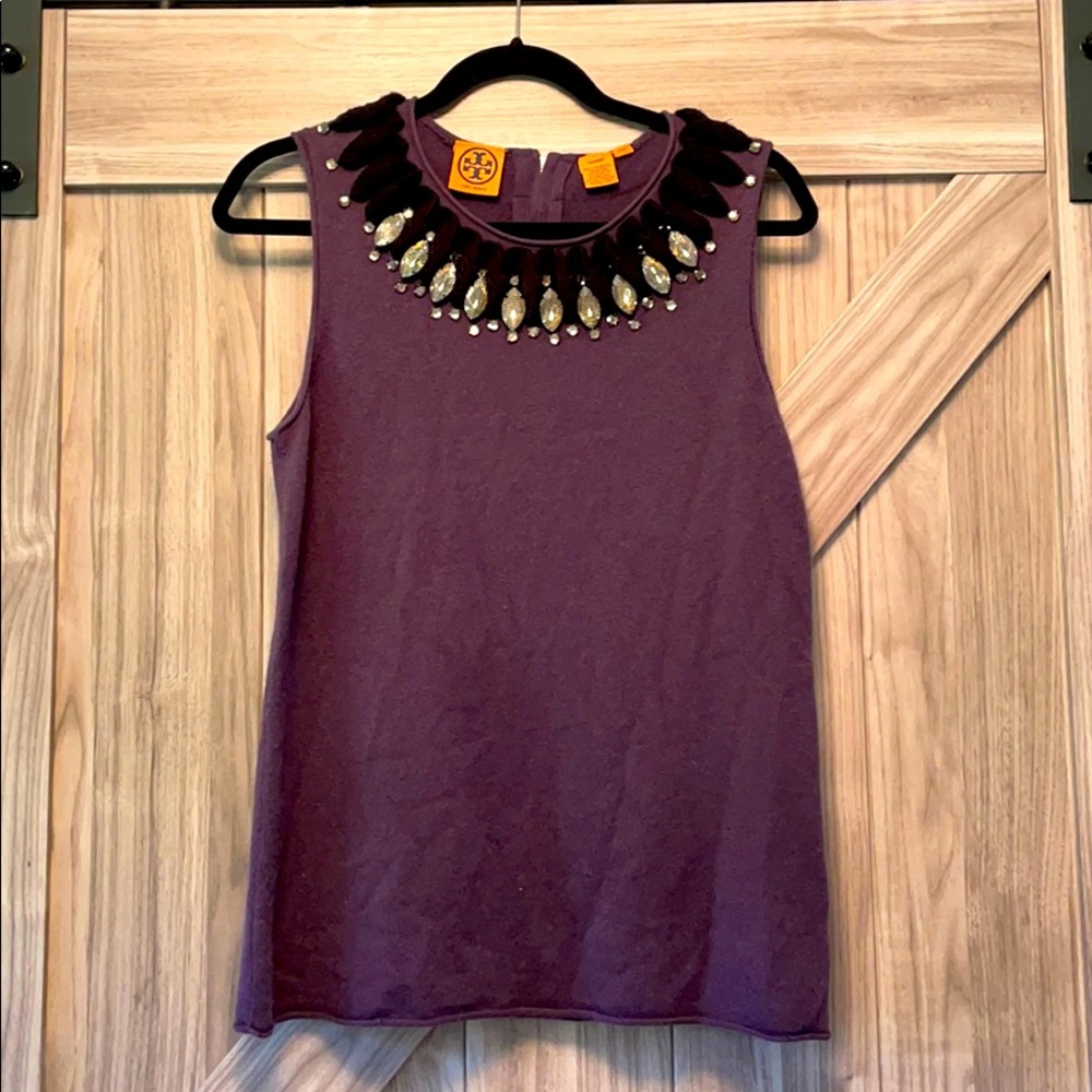 Tory Burch Purple Sleeveless Sweater